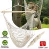 Hammock Chair Hanging Rope Seat Swing w/ Wooden Stick 220lbs Load for Patio Yard Porch Outdoor Bedroom Indoor