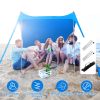 9.8x9.8FT Foldable Beach Canopy Tent Collapsible Shade Sail Sun Protection Windproof Shelter 4 Sandbag 2 Pole Portable Storage Bag Rectangle Blue