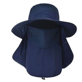Fishing Bucket Hat Wide Brim Breathable Unisex Hat Sunlight-proof Removable Neck Face Fishing Cap For Fishing Hiking Traveling (Option: FishingBucketHatNBlue)