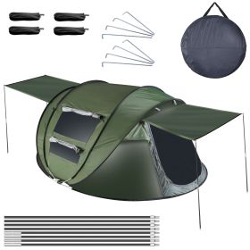 5-8 Person Pop Up Tent Automatic Setup Camping Tent Waterproof Instant Setup Tent with 4 Tent Poles 2 Mosquito Net Windows Carrying Bag for Hiking Cli (Option: TentProGreen58)