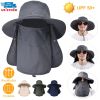 Fishing Bucket Hat Wide Brim Breathable Unisex Hat Sunlight-proof Removable Neck Face Fishing Cap For Fishing Hiking Traveling
