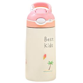 13.5Oz Insulated Stainless Steel Water Bottle Leak-proof Bottle for Kids with Straw Push Button Lock Switch Sports Water Bottle for Toddlers Boys Girl (Option: WaterBottlePinkBird)