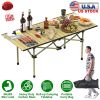 Folding Camping Table Portable Lightweight Carbon Steel Roll-up Picnic BBQ Desk with Carry Bag Heavy Duty for Outdoor Beach Backyard Party Patio Campi