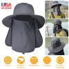 Fishing Bucket Hat Wide Brim Breathable Unisex Hat Sunlight-proof Removable Neck Face Fishing Cap For Fishing Hiking Traveling