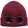 Unisex Knit Beanie Hat with Goggle Chunky Winter Warm Hat Skull Cap 4 Colors