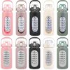 64Oz Glass Water Bottle Sports Water Bottle Motivational Water Bottle Water Intake Tracker Bottle with Straw Time Marker Silicone Sleeve Handle for Gy