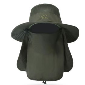 Fishing Bucket Hat Wide Brim Breathable Unisex Hat Sunlight-proof Removable Neck Face Fishing Cap For Fishing Hiking Traveling (Option: FishingBucketHatAGreen)